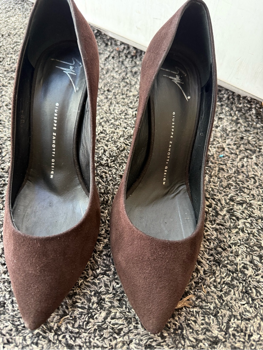 Giuseppe Zanotti Brown Velvet Pointed Toe Stilettos Size 40 - Picture 7 of 12